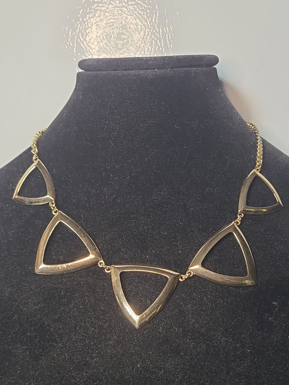 Gold Triangle Link Statement Necklace for Women
